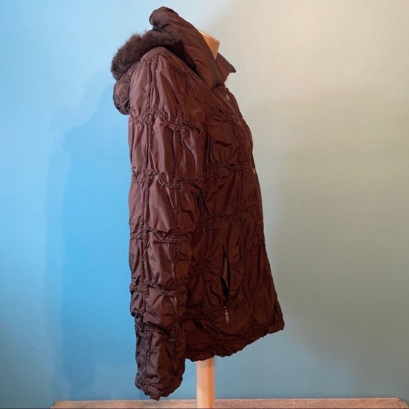 Winter dream women’s brown coloured rabbit fur‎ trimmed  coat in size 38 - Picture 2 of 9